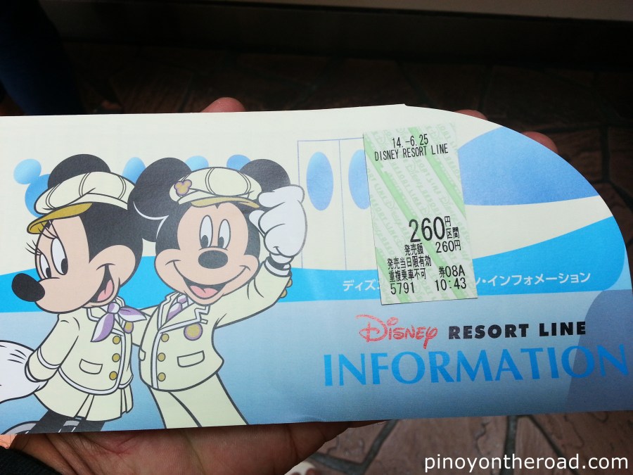 Disney Resort Line Ticket. One way is 260 yen