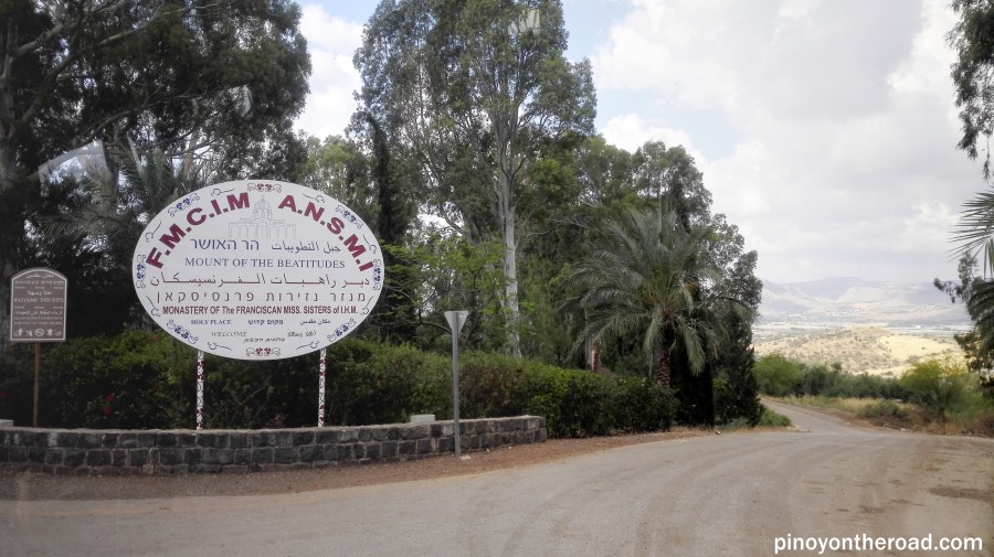 Signage before entering Mt of Beatitudes